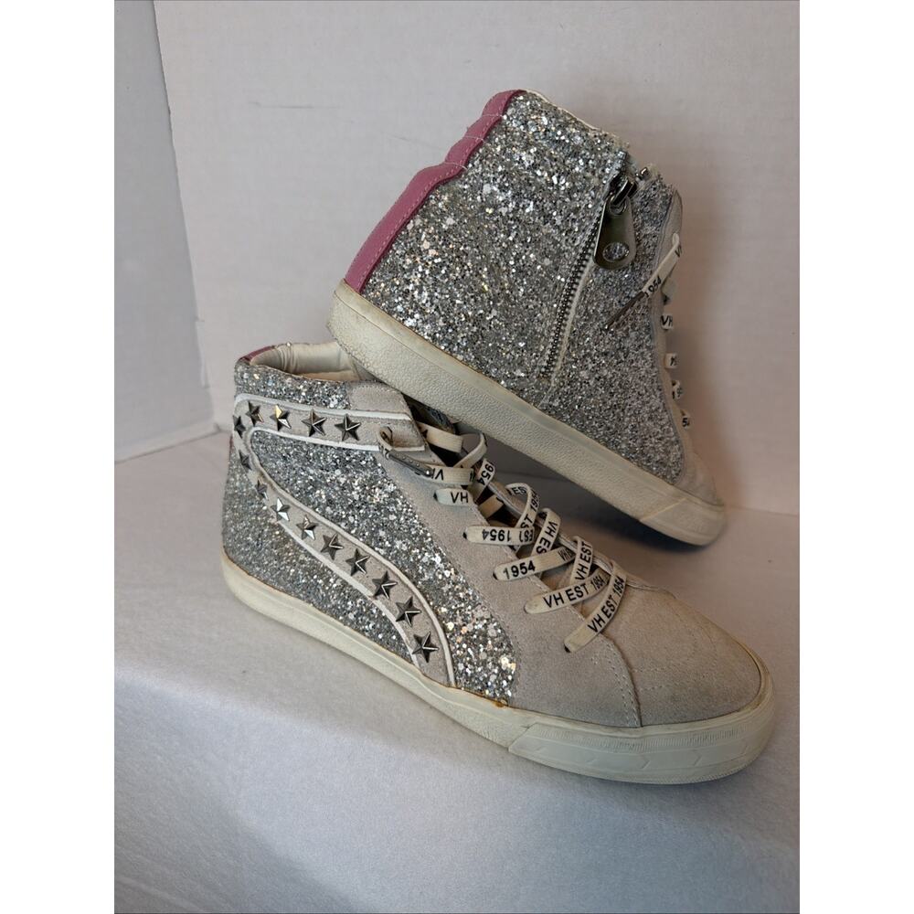 Vintage Havana Silver Glitter Ray High-Top Sneakers Sz 10 Womens